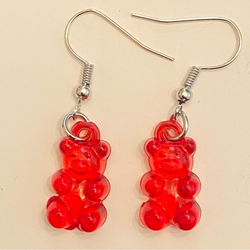 Red Gummy Bear Dangle Earrings